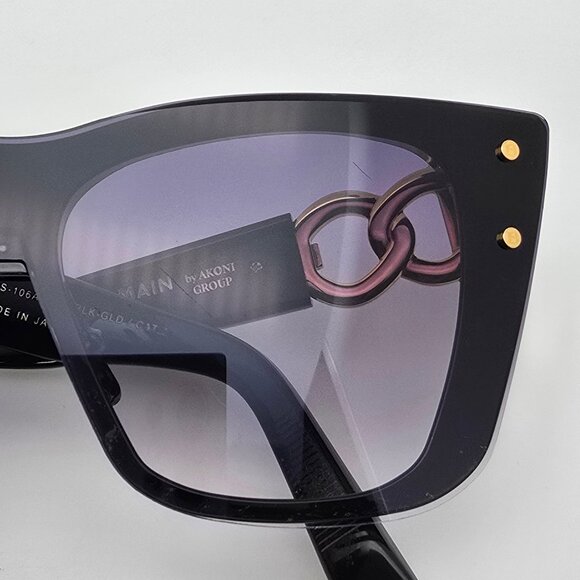 Balmain Armour BPS-106A-150 Black Gold Frame Grey Lens Cat Eye Shield Sunglasses - Picture 12 of 15